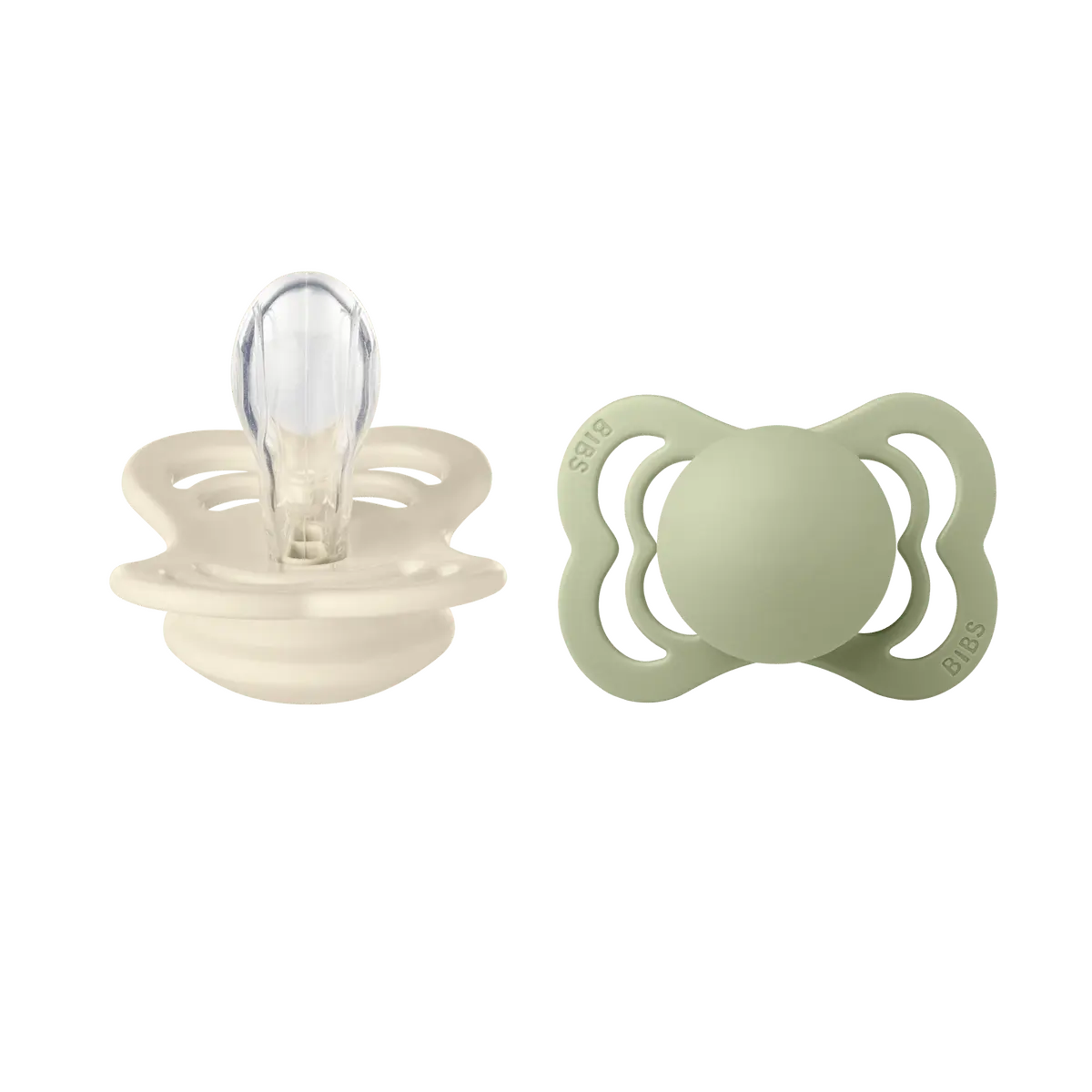BIBS Supreme Silicone Ivory/Sage 2 pak - Flere størrelser