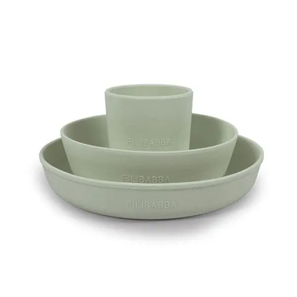 Filibabba Silikon spisesett - Green