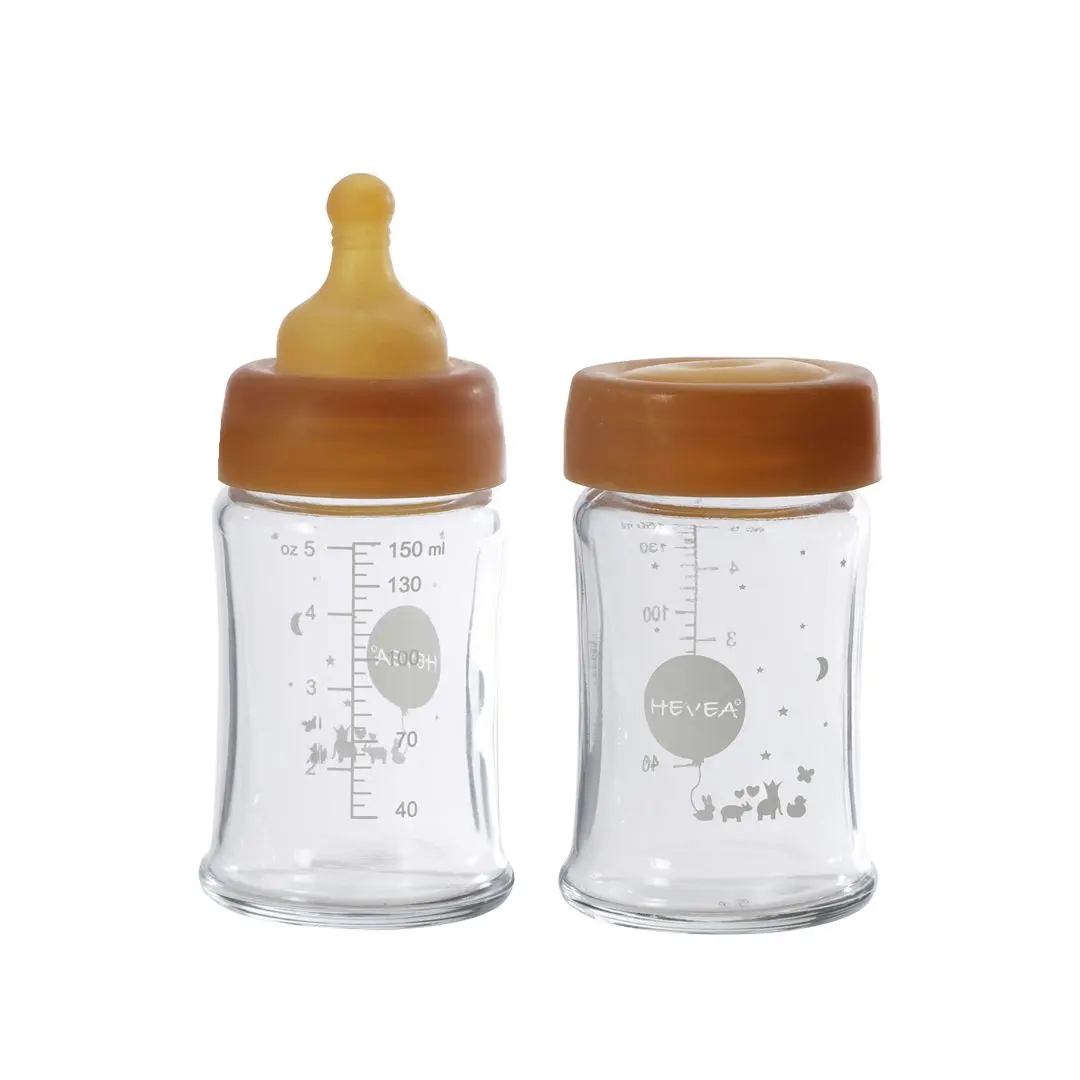 Hevea Baby Glasflaske Wide Neck 150 ml - 2 pakk