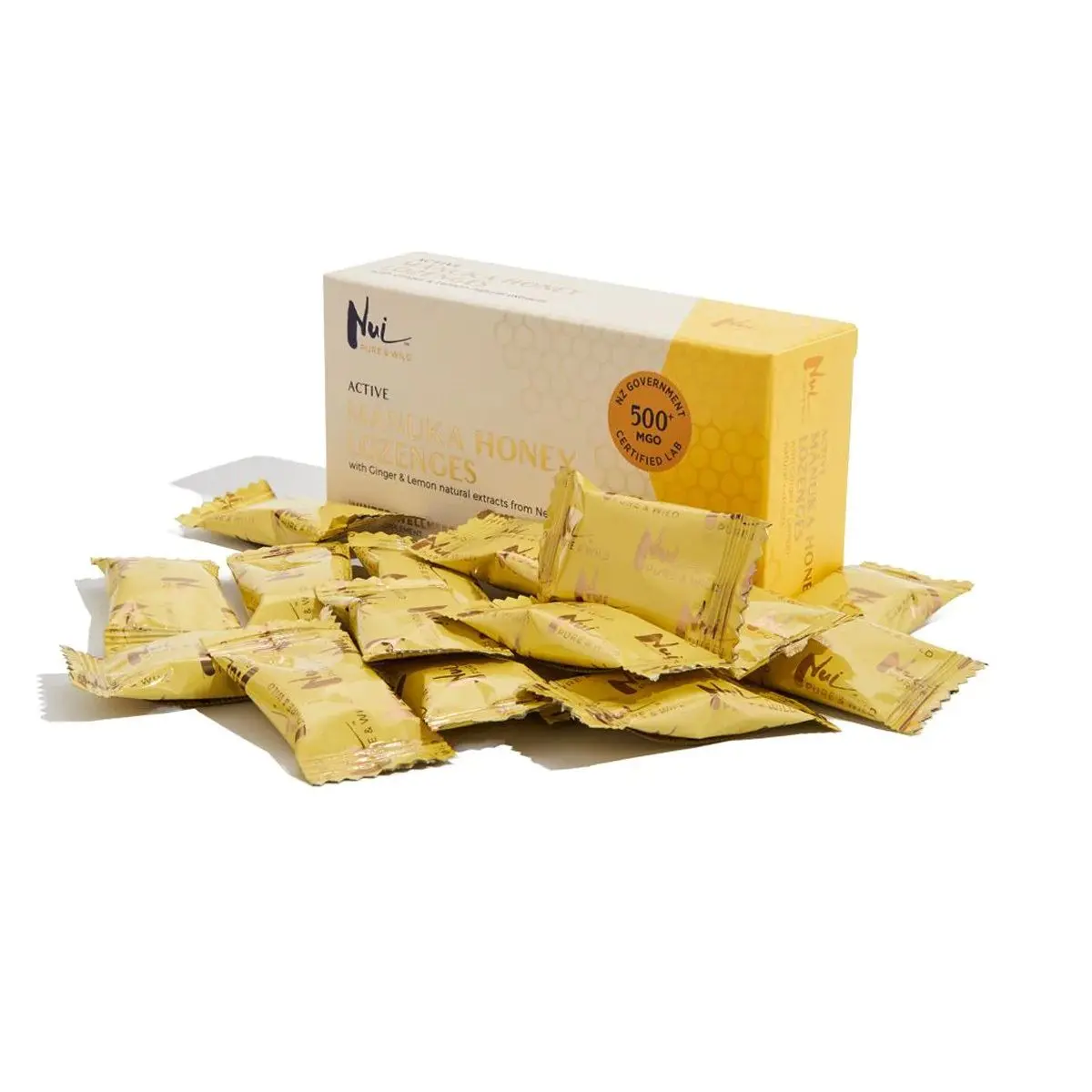 Nui Manuka 95% sugetabletter MGO 500+ Ginger & Lemon - 16 tabletter