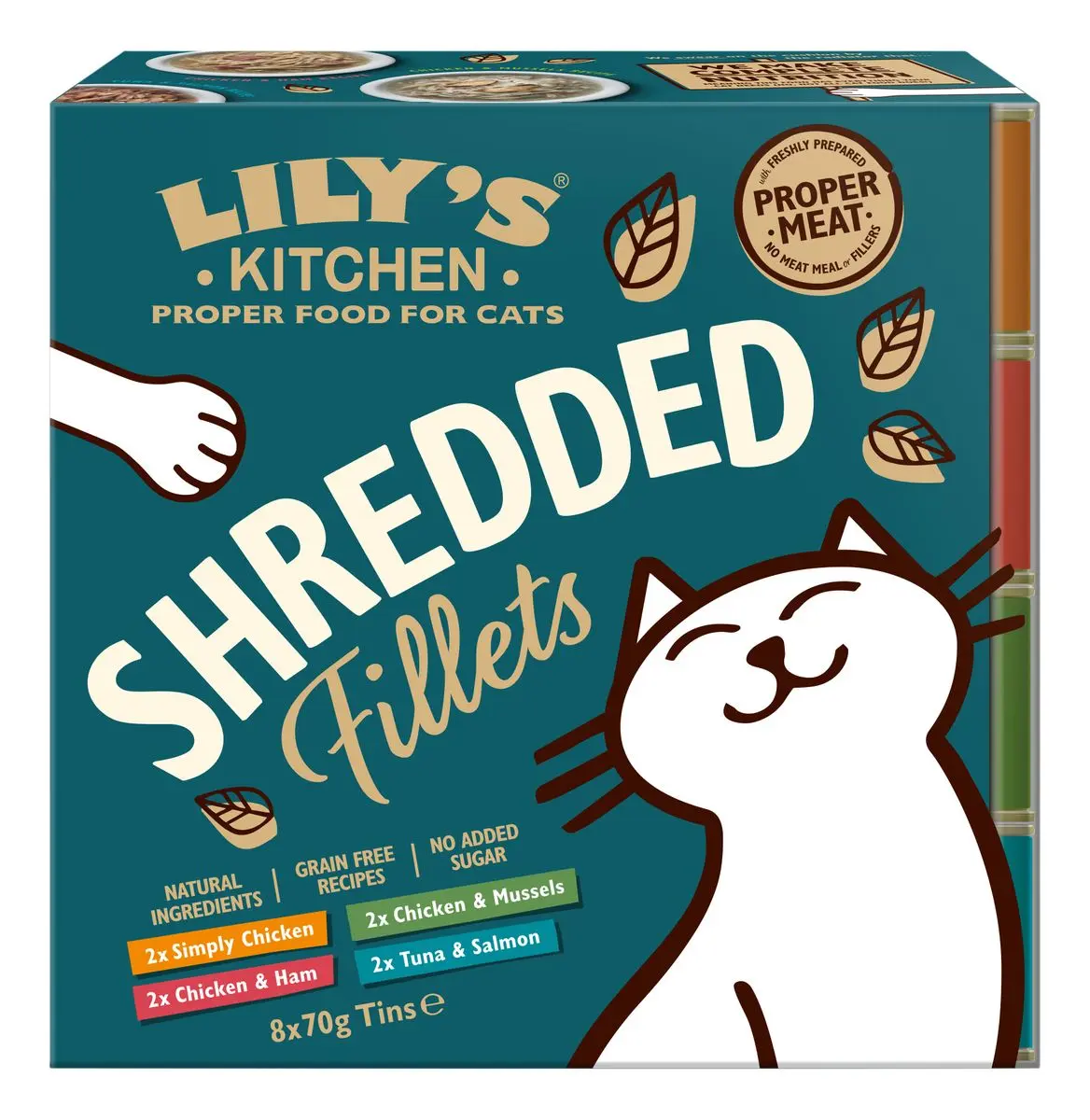 Lily´s Kitchen våtfôr til katter, Shredded Fillets Tins Multipack - 8 stk.