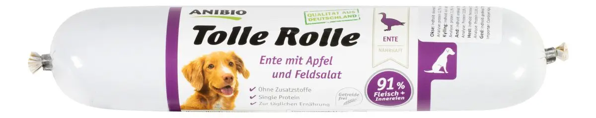 Anibio Tolle Rolle And, pølse for oppskjæring, 91% kjøtt - 400g.