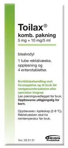 Toilax enterotabletter 5 mg + rektalvæske 10 mg/5ml