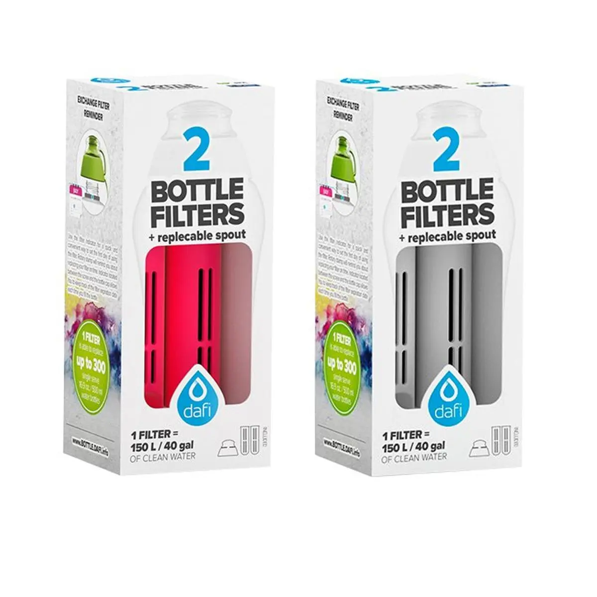 Dafi Refill 2 stk filter + munnstykke til filterflaske