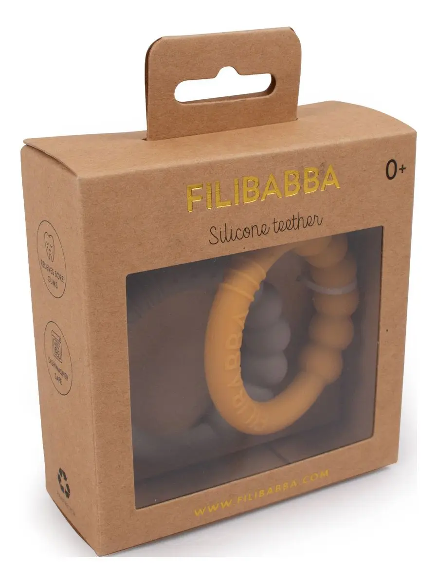 Filibabba Bitering i silikon 2-pk - Warm Grey + Honey Gold