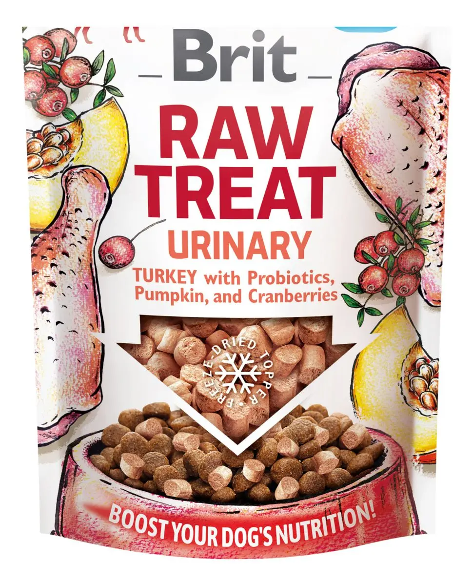 Brit RAW TREAT Urinary, kalkun m. probiotika - 40 g.