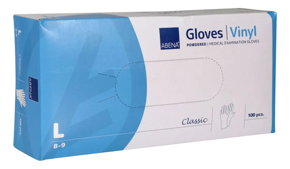 Abena vinyl hanske L m/pulver - 100 stk.