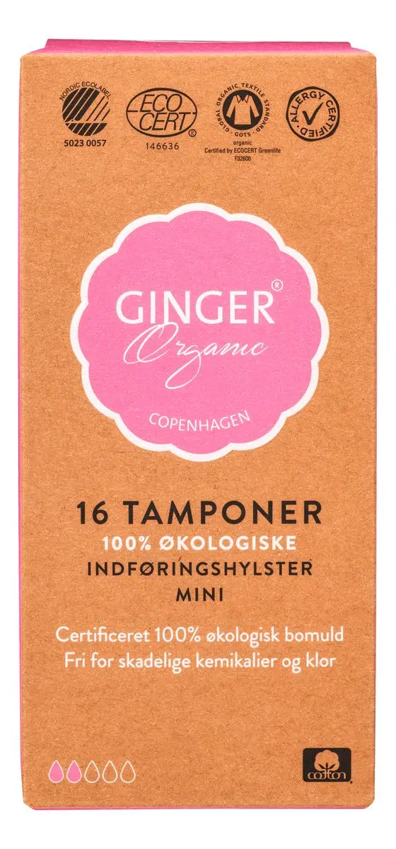 Ginger Organic Tampong med innføring - Mini Ø - 16 stk.