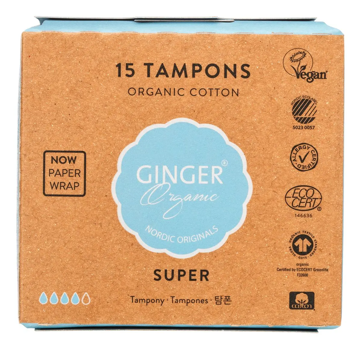 Ginger Organic Tampong - Super Ø - 15 stk.