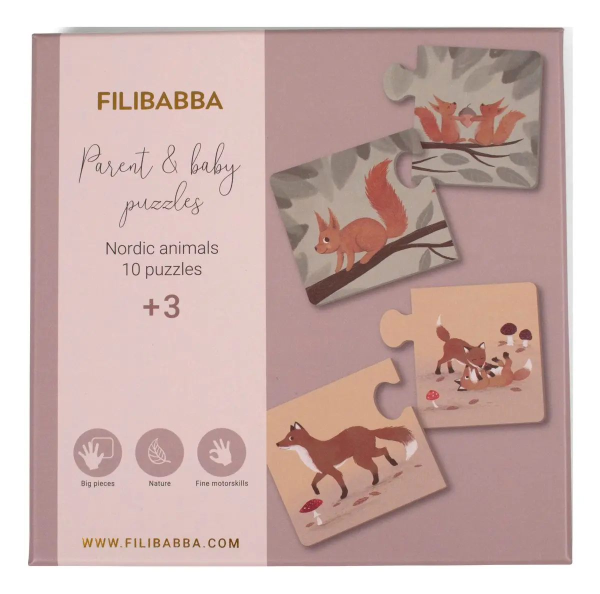 Filibabba Foreldre og barn puslespill - Nordiske dyr - 1 stk.