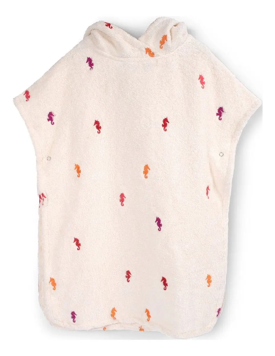 Filibabba Strandponcho med broderi GOTS - Sjøhest - 1 stk.