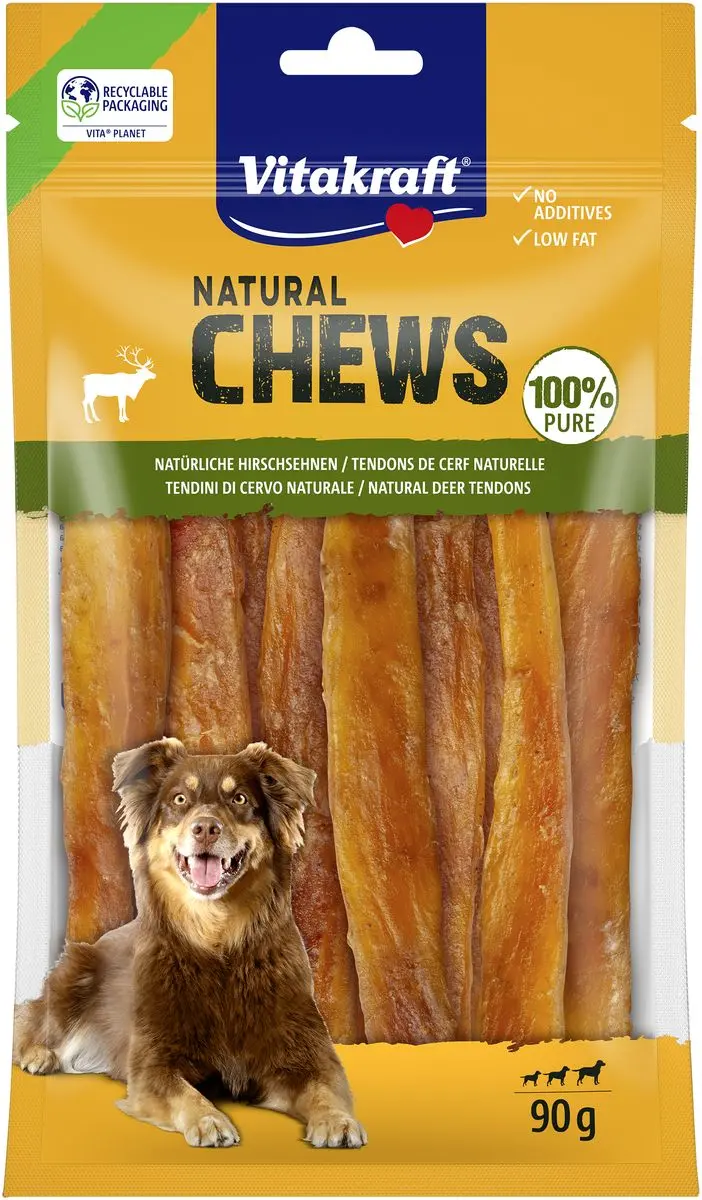 Vitakraft NATURAL CHEWS hjortesener, tørket - 90 g.