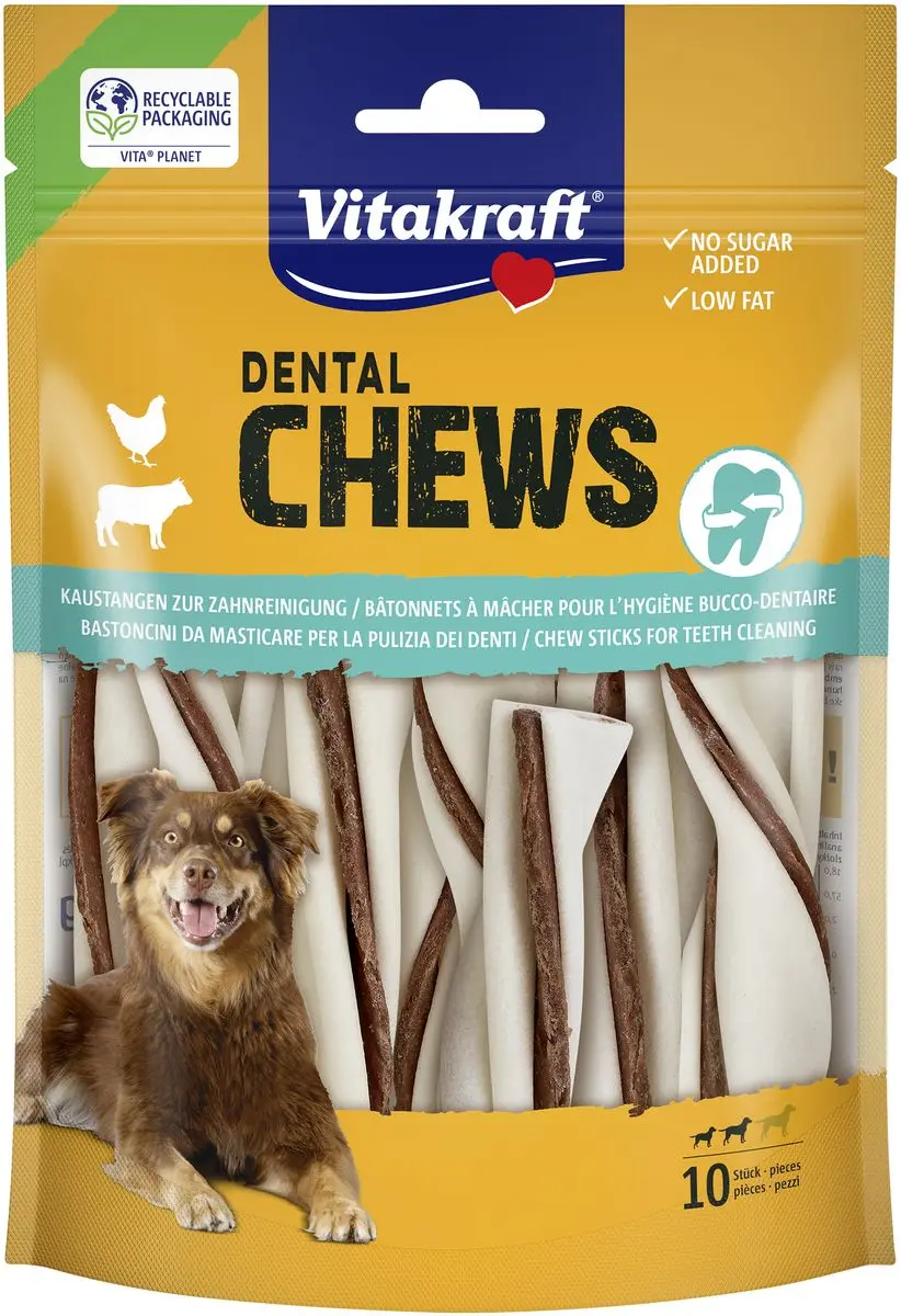 Vitakraft DENTAL CHEWS tyggepinne med kyllingfyll, S - 150 g.
