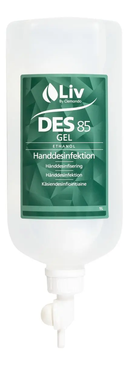 Liv hånddesinfeksjon gel 85% m. pumpe til dispenser - 1000 ml.