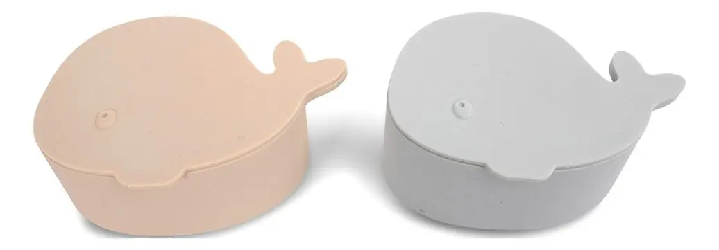 Filibabba Sett med 2 små snacksbokser - Hvalen Christian - Pearl Blue - 2 stk.