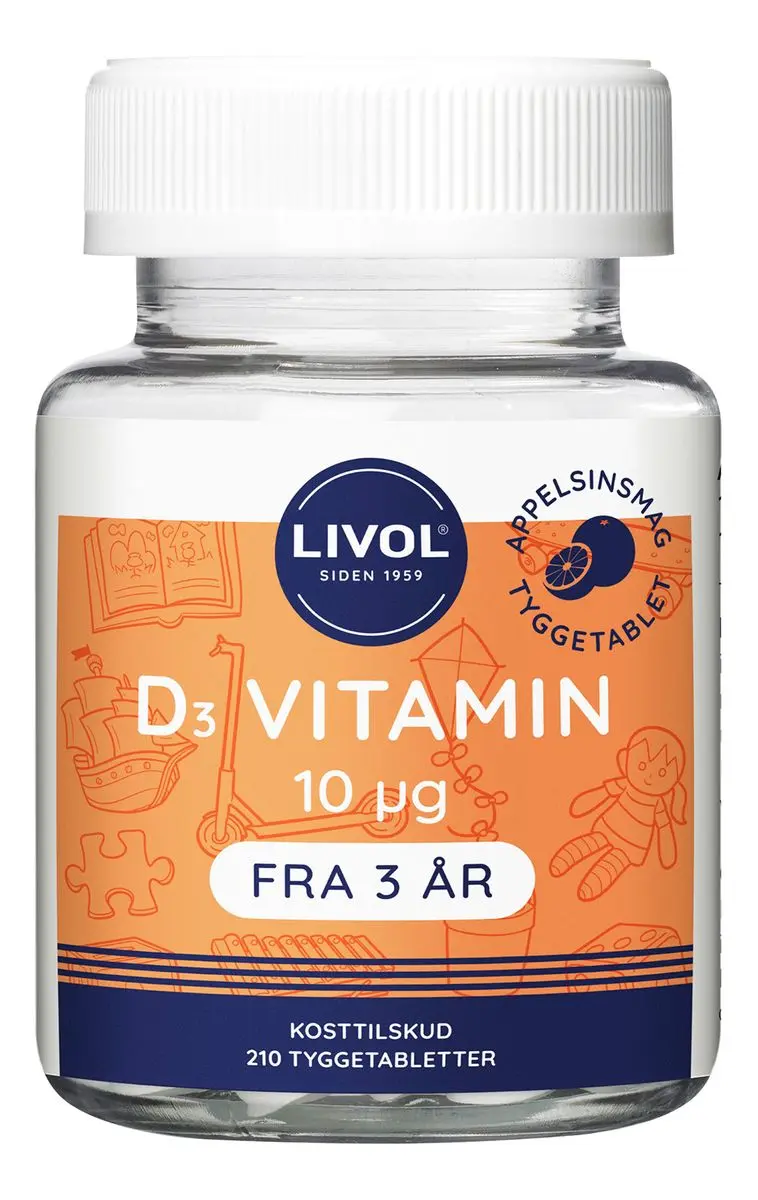 Livol D3 Vitamin 10 μg - 210 tyggetabl.