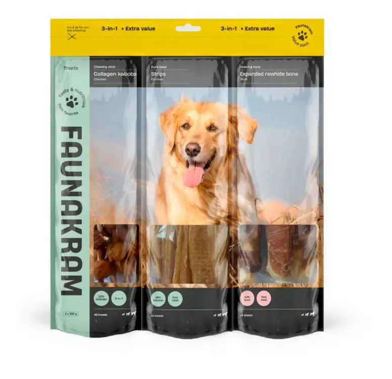 Faunakram hundesnacks 3in1 m. kylling, and & søtpotet, valuepack - 600 g.
