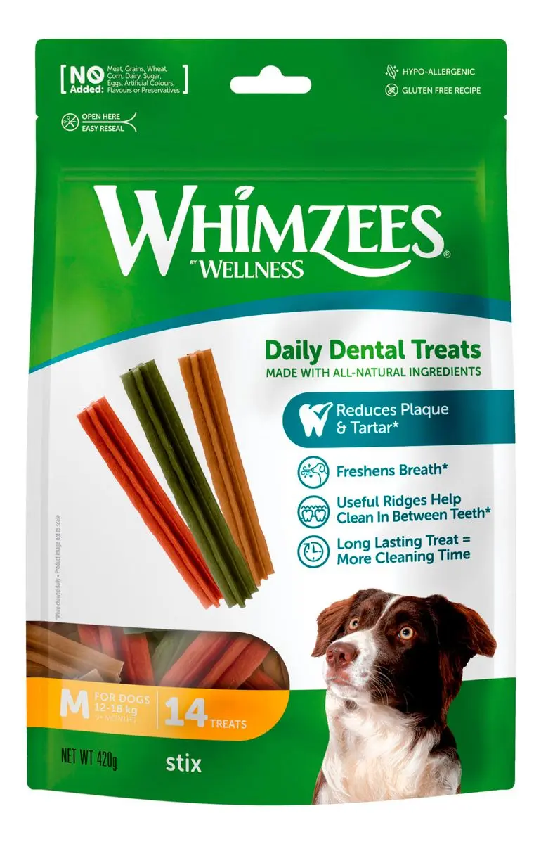 Whimzees Dental Stix M, 14 stk. (420 g)