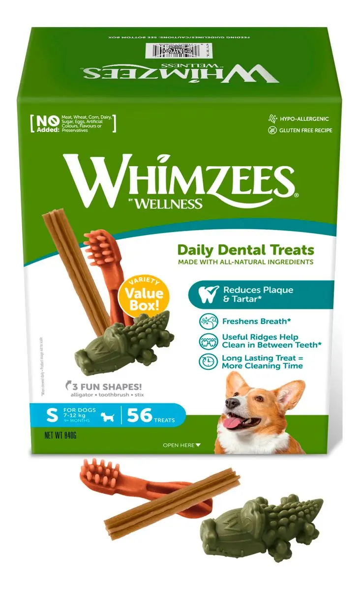 Whimzees Godteboks Mix S, 56 stk. (840 g)