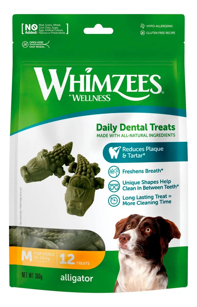 Whimzees Alligator M, 360 g - 12 stk.