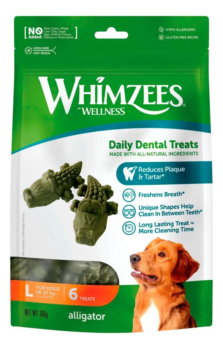 Whimzees Alligator L, 360 g.  - 6 stk.