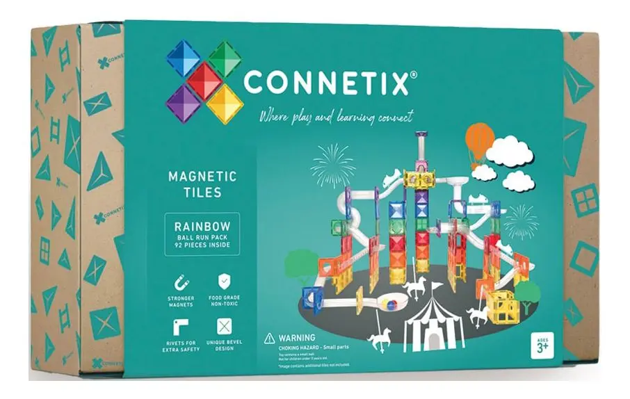 Connetix Ball Run - magnetsett 92 deler - rainbow - 1 stk.