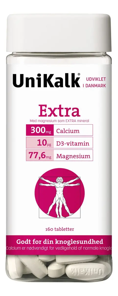 UniKalk Extra m/D vitamin og magnesium, 300 mg - 140 stk.