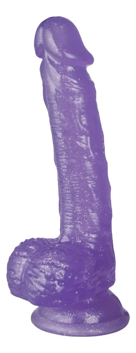 Baseks Glitter Lilla Dildo Med Baller 21,5 cm