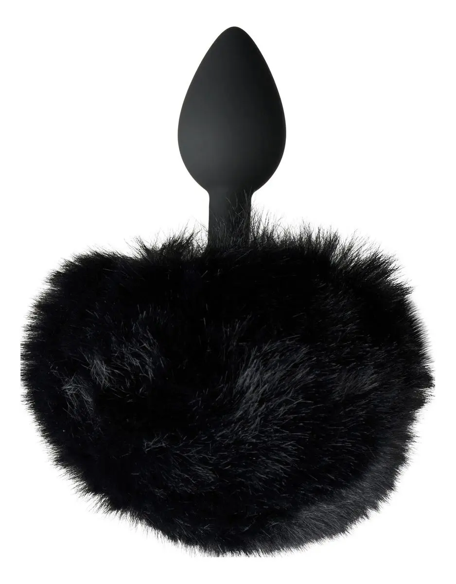 Baseks Furry Bunny Tail Butt Plug Svart