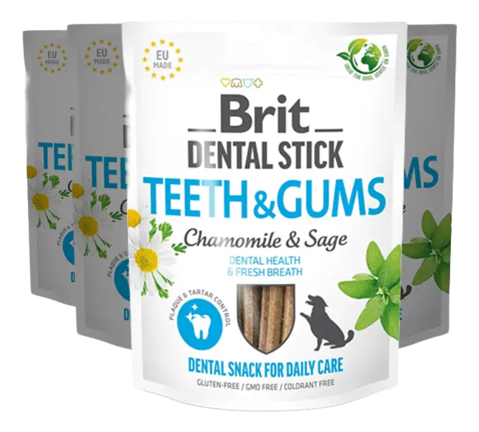 Brit Dental Stick, kamille & salvie - 4 poser