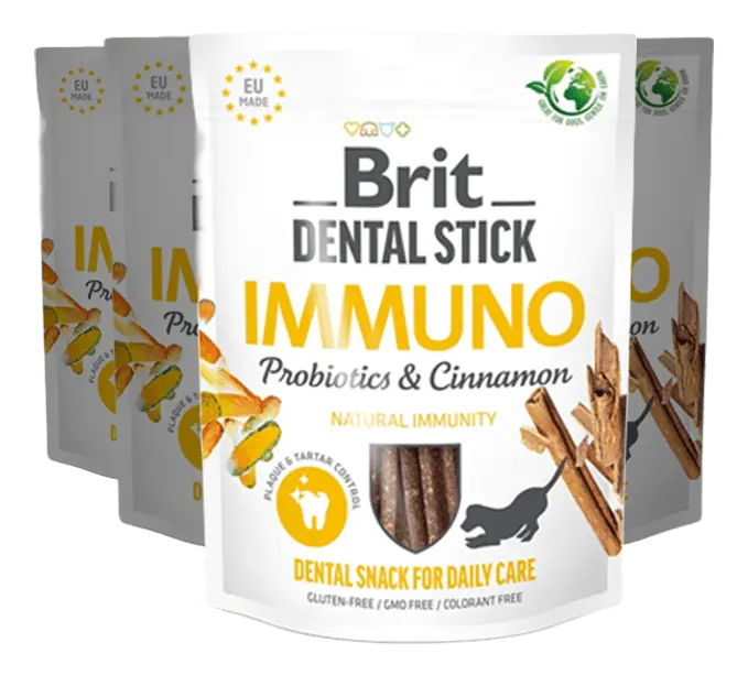 Brit Dental Stick, probiotika & kanel - 4 poser.
