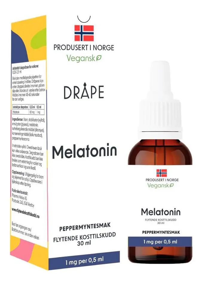 Dråpe Vegansk Melatonin Peppermynte - 30 ml.