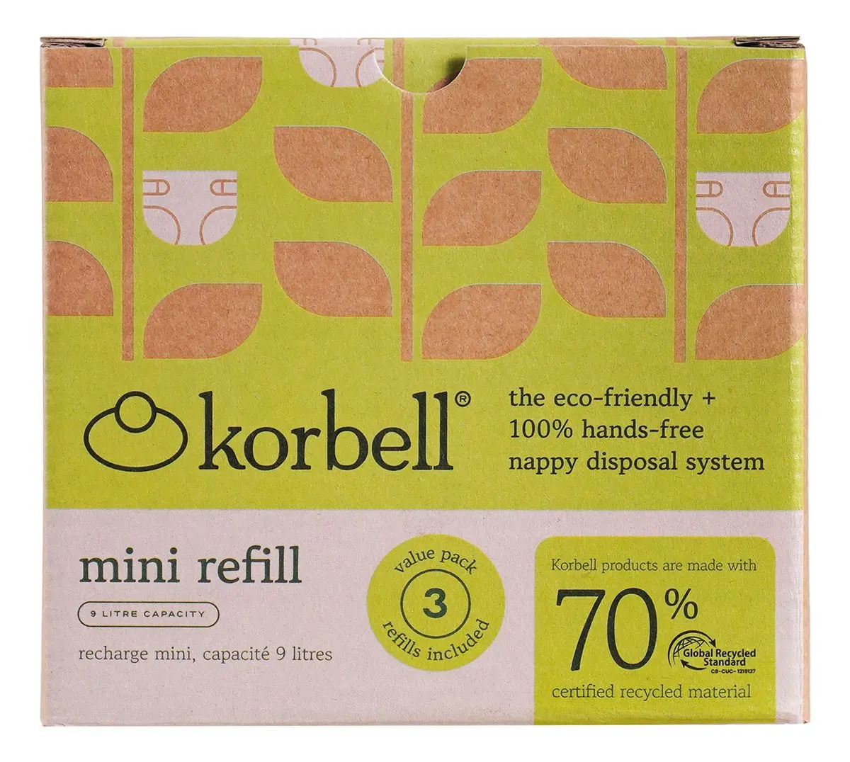 Korbell Refill til Mini Bleiebøtte - 3 pakning