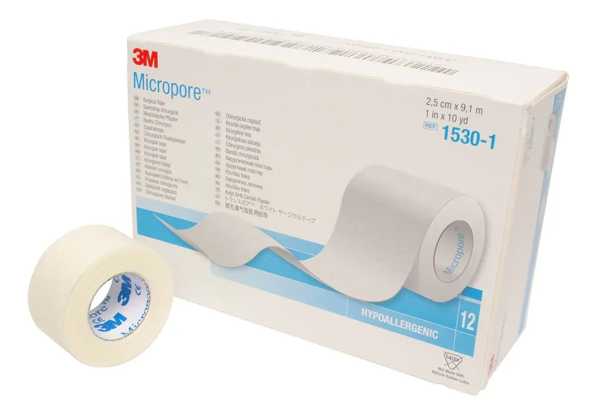 Micropore kirurgisk tape 2,5 cm x 9,1 m hvit- 12 ruller
