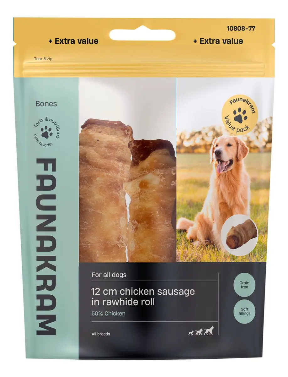 Faunakram 12 cm Chicken Hot Dog with Liver filling - 300 g.