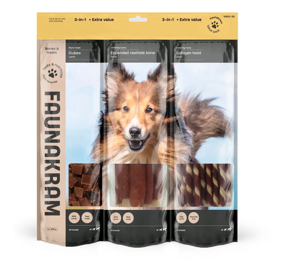 Faunakram Dog 3-in-1 Lamb - 600 g.