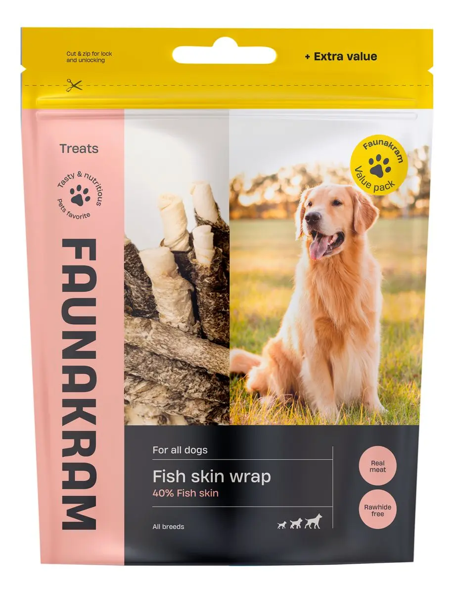 Faunakram Collagen Stick with Fishskin Wrap - 300 g.