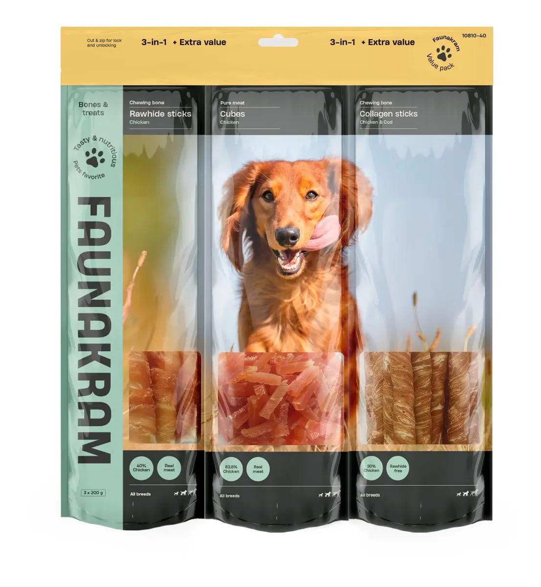 Faunakram Dog 3-in-1 Chicken - 600 g.