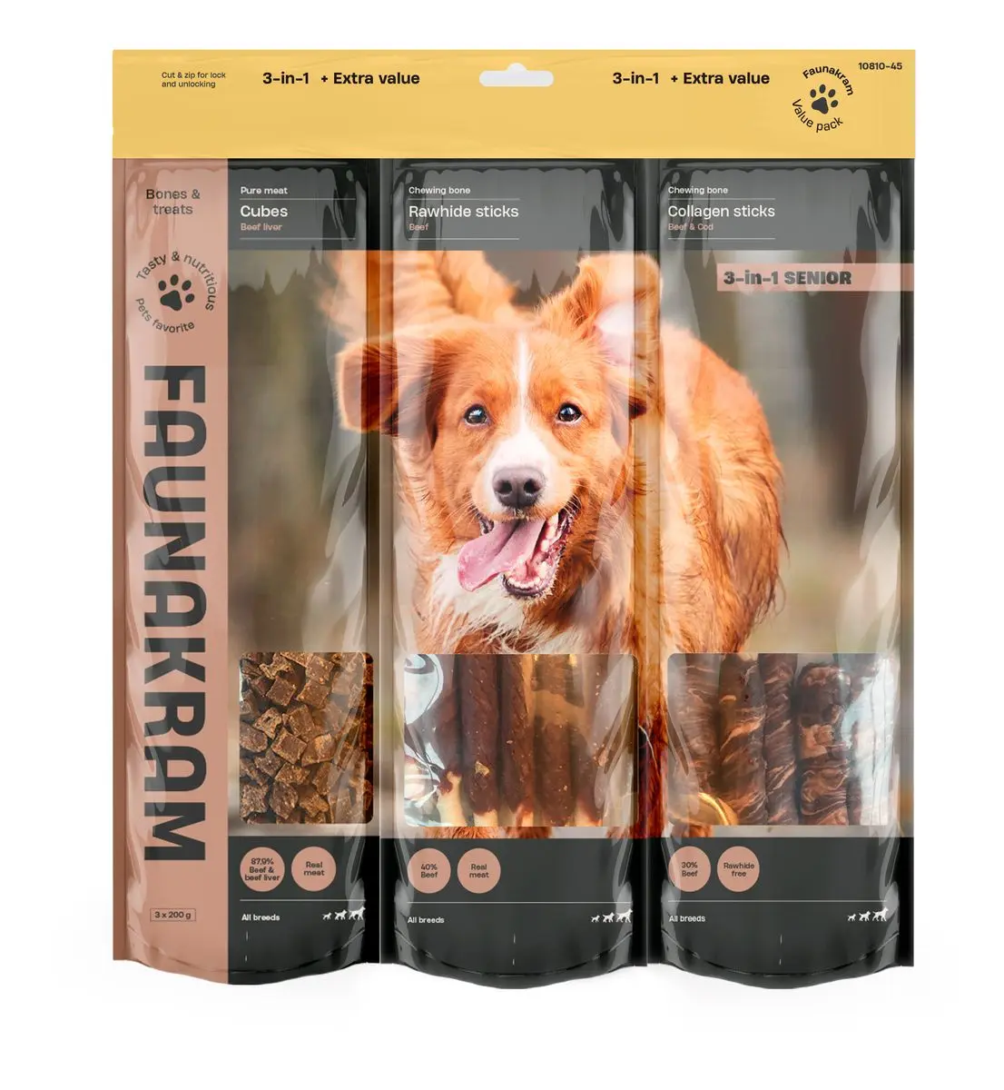 Faunakram Dog 3-in-1 Senior Dog Beef - 600 g.
