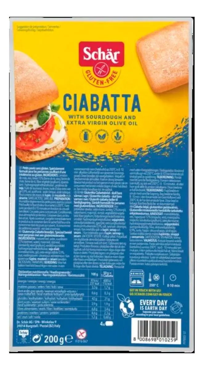 Schär Ciabatta 4 stk. - 200 g.