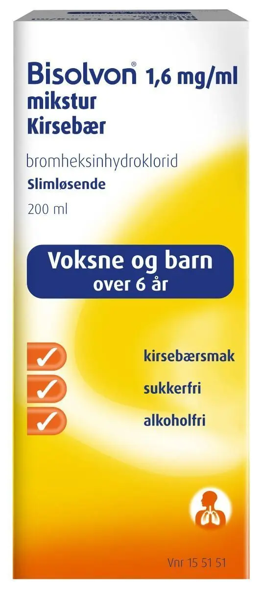 Bisolvon mikstur 1,6mg/ml kirsebær - 200 ml.