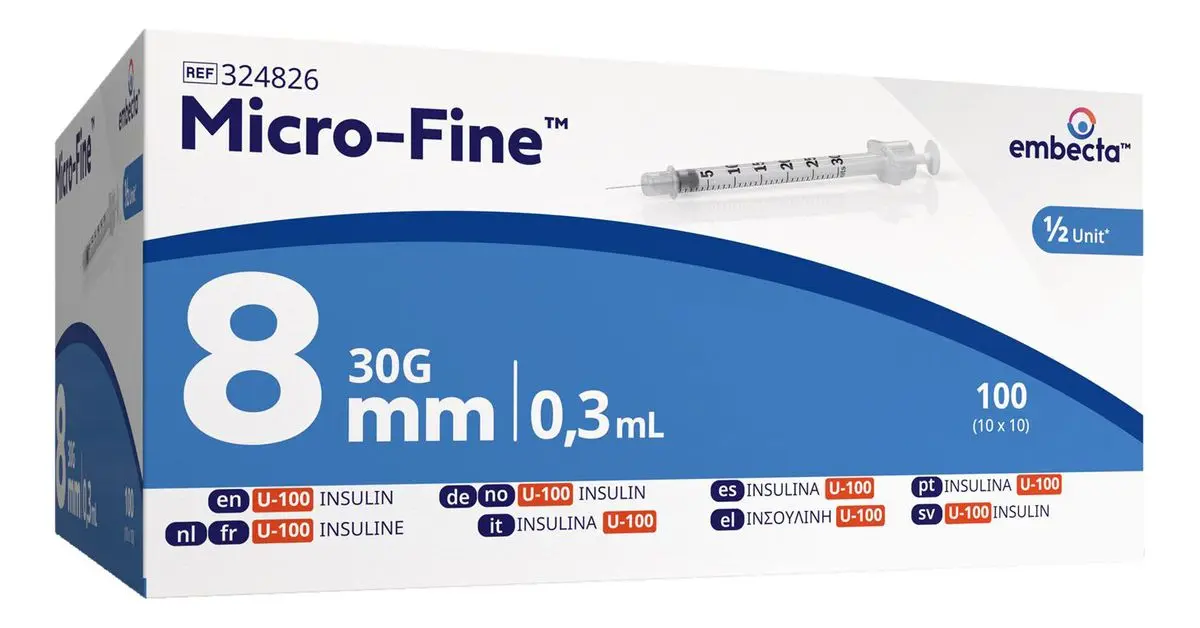BD Microfine + 0,30 ml U-100 -100 stk