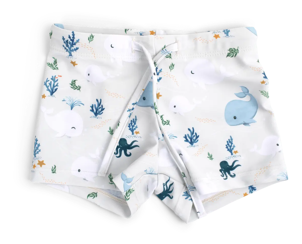 Filibabba Badeshorts 3-4 år Orla - Christian's Whale Tales - 1 stk.