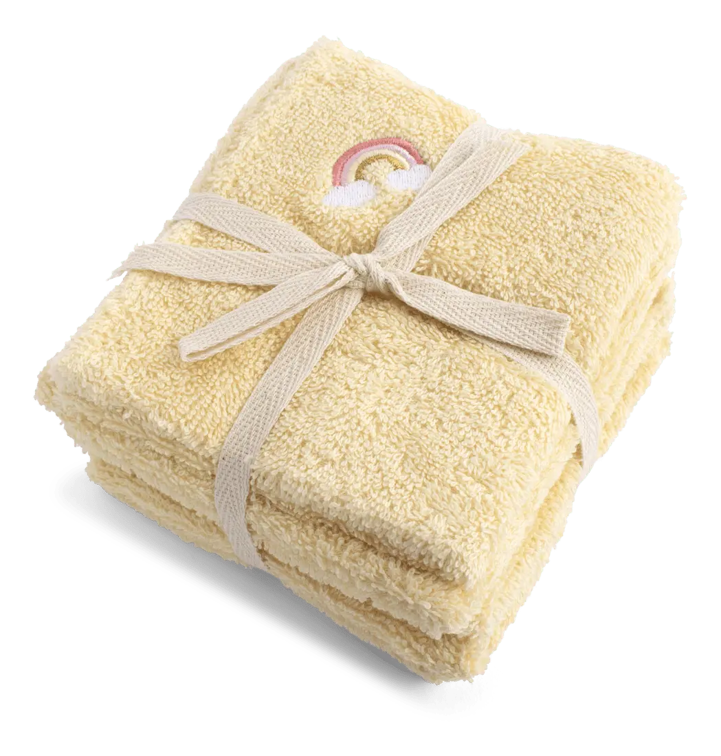 Filibabba Vaskekluter 27x27 cm GOTS - Brodert regnbue - 4 stk.