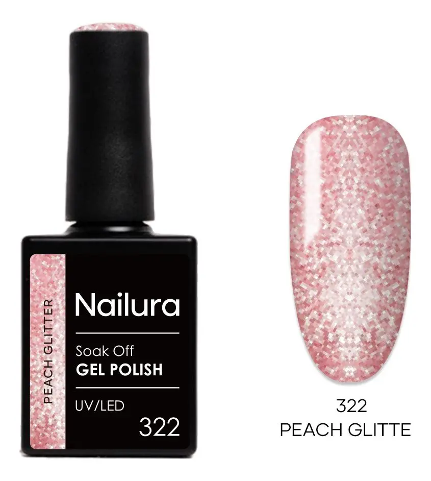 Nailura Gel Polish 322 - Peach Glitter - 10 ml.