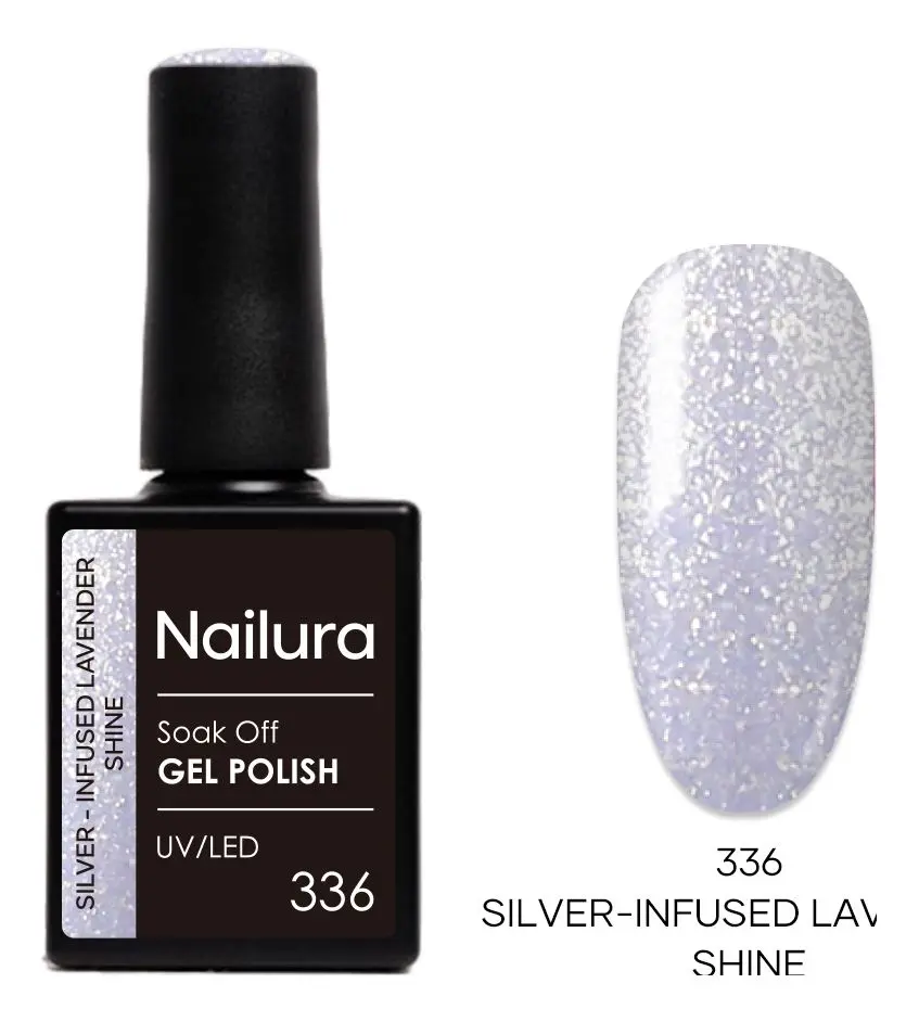 Nailura Gel Polish 336 - Silver Infused Lavender Shine - 10 ml.