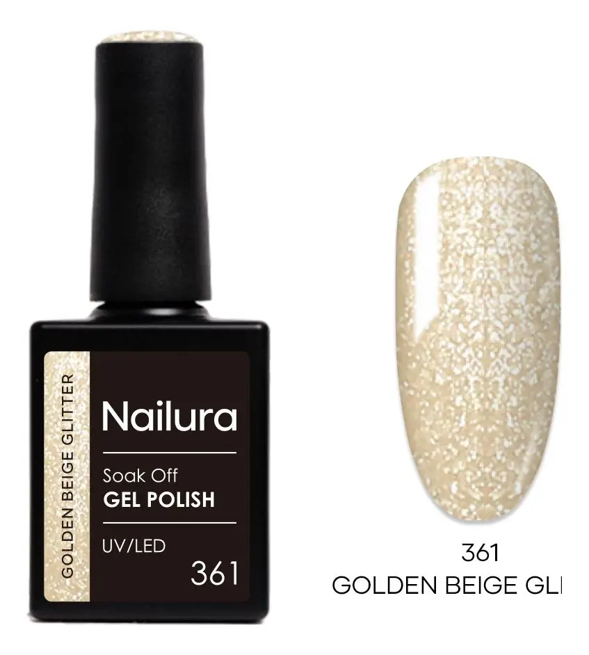 Nailura Gel Polish 361 - Golden Beige Glitter - 10 ml.