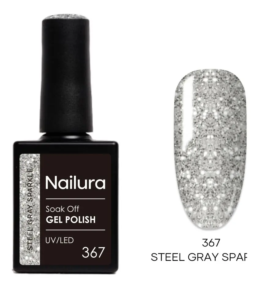 Nailura Gel Polish 367 - Steel Gray Sparkle - 10 ml.