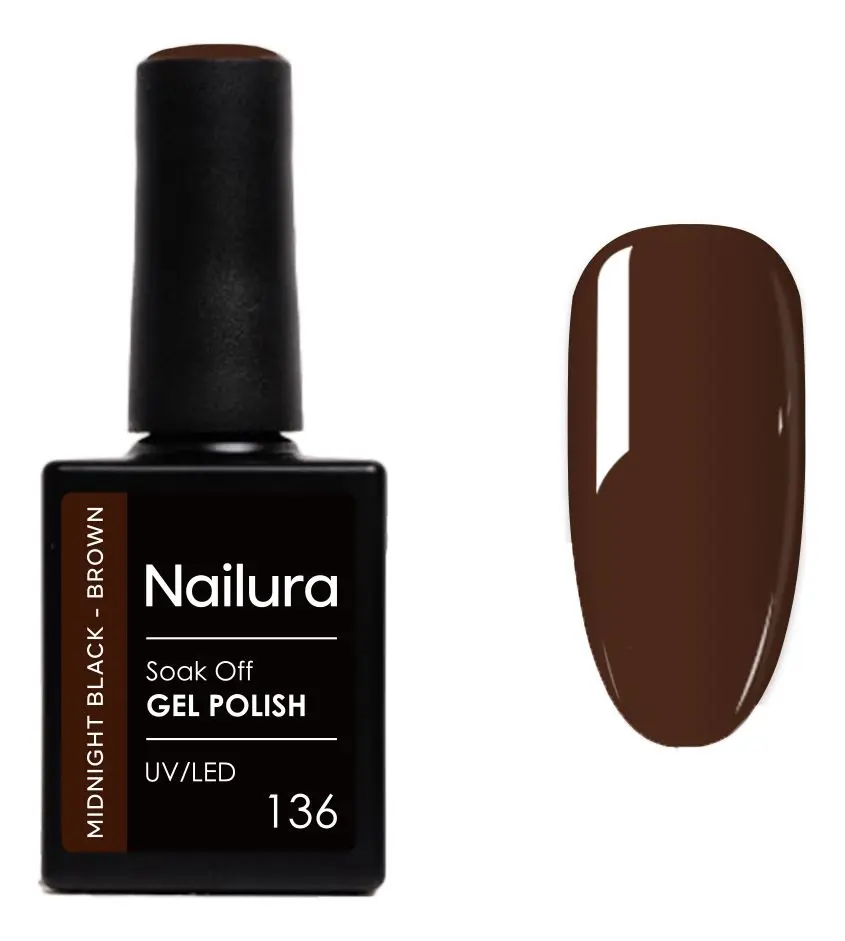 Nailura Gel Polish 136 - Midnight Black Brown - 10 ml.