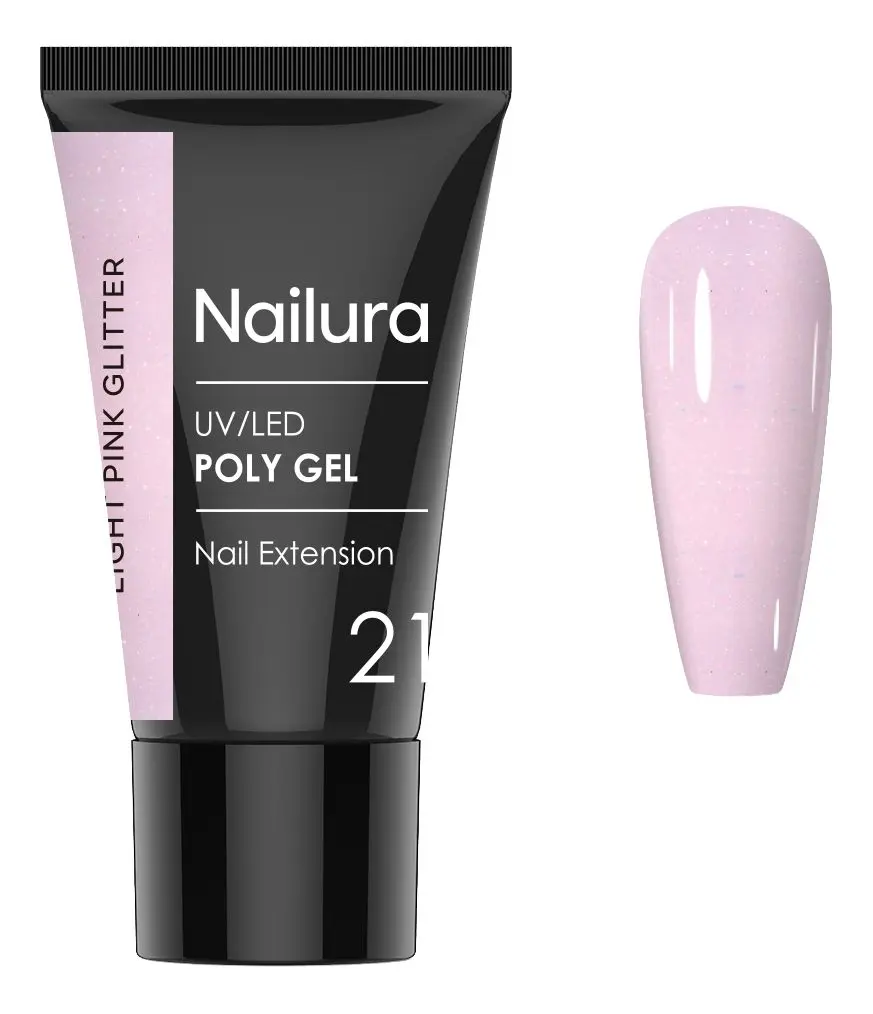 Nailura Poly Gel 21 - Light Pink Glitter - 30 g.